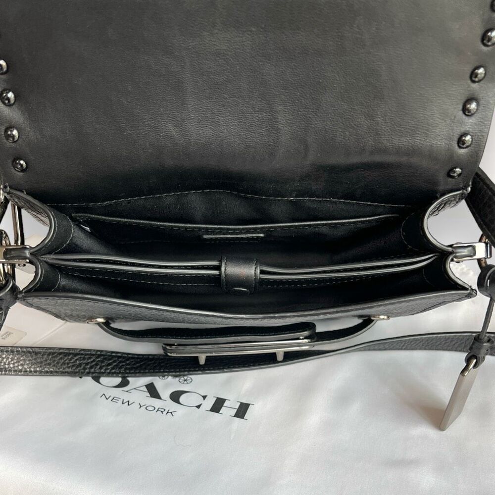🖤🩶Coach Swagger Saddle / Shoulder Bag Black w/ Rivets & Gunmetal Hardware $400 - Picture 13 of 17